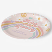 Retro-Regenbogen Vier je Groovy 4. Geburtstag Pappteller (Schrägansicht)