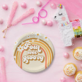 Retro-Regenbogen Vier je Groovy 4. Geburtstag Pappteller (Party)