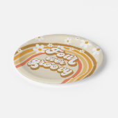 Retro-Regenbogen Vier je Groovy 4. Geburtstag Pappteller (Schrägansicht)