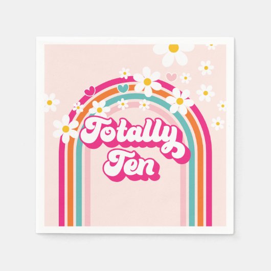 Retro-Regenbogen-Vollkommen-Zehn 10. Geburtstag Serviette (Vorderseite)