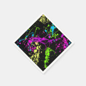 Retro-Regenbogen von Neon Paint-Spritzern auf Schw Serviette (Ecke)