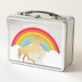 Retro Regenbogen Wolken Imitate Gold Einhorn Name  Metall Brotdose (Vorderseite)
