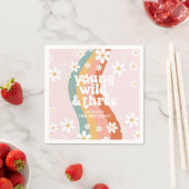 Retro Regenbogen Young Wild Three Daisy Serviette (Beispiel)