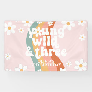 Retro-Regenbogen Young Wild Three Gänseblümchen Banner