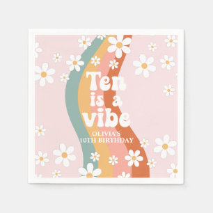 Retro-Regenbogen Zehn ist eine Stimmung Daisy 10.  Serviette