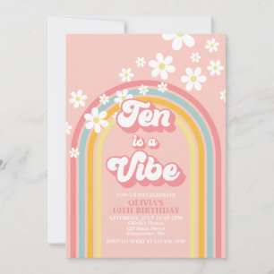 Retro Regenbogen Zehn ist eine Stimmung Groovy 10. Einladung