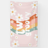 Retro-Regenbogen Zwei Groovy Daisy 2. Banner (Vertikal)