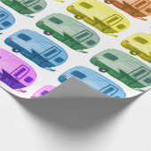 Retro-Regenbogenanhänger Motorhome RV in weiß Geschenkpapier (Ecke)