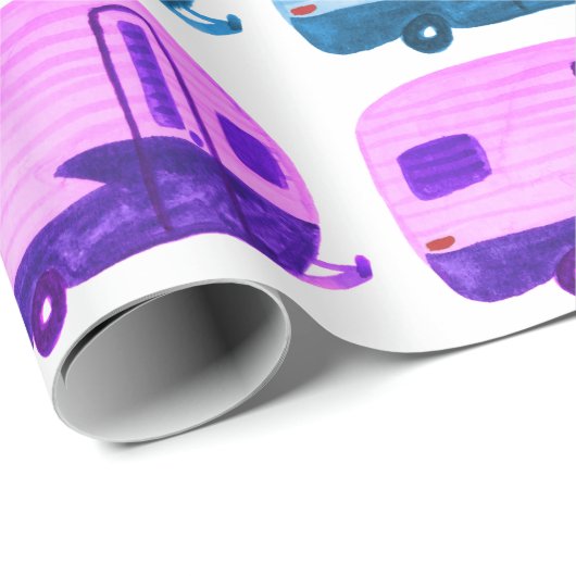 Retro-Regenbogenanhänger Motorhome RV in weiß Geschenkpapier (Rolleneckpunkt)