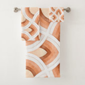 Retro-Regenbogendesign in Pastellrost und Wüste Badhandtuch Set (Insitu)