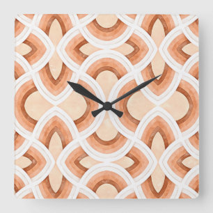 Retro-Regenbogendesign in Pastellrost und Wüste Quadratische Wanduhr
