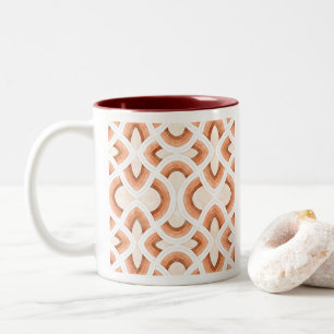 Retro-Regenbogendesign in Pastellrost und Wüste Zweifarbige Tasse