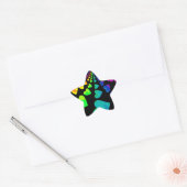 Retro Regenbogenherzen auf schwarz Stern-Aufkleber (Umschlag)