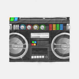 Retro Regenbogenknöpfe Boombox-Getto-Blaster Fleecedecke