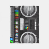 Retro Regenbogenknöpfe Boombox-Getto-Blaster Fleecedecke (Vorderseite)