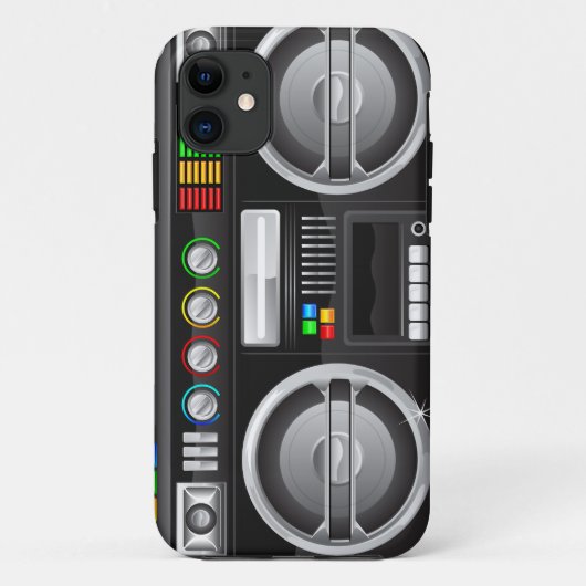 Retro Regenbogenknöpfe Boombox-Getto-Meister Case-Mate iPhone Hülle (Rückseite)