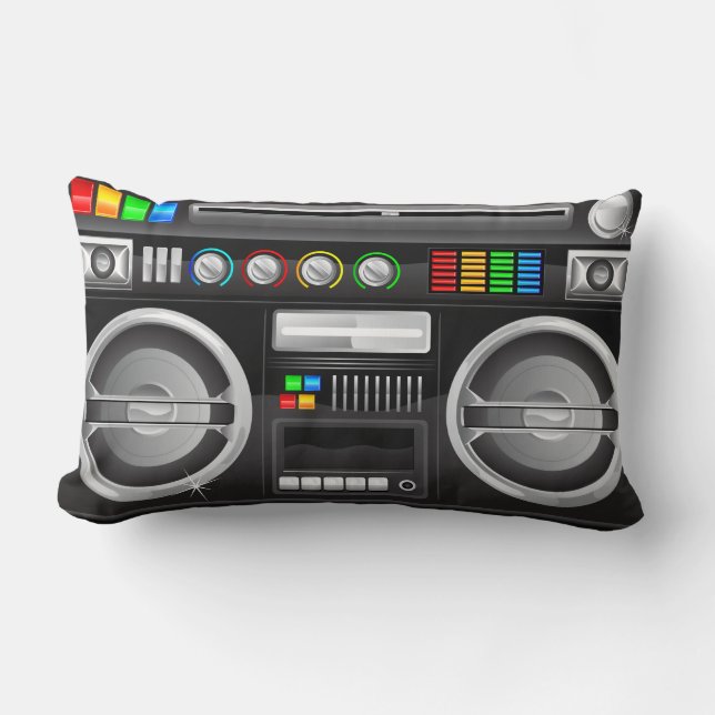 Retro Regenbogenknöpfe Boombox-Getto-Meister Lendenkissen (Vorderseite)