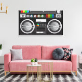 Retro Regenbogenknöpfe Getto Blaster Boom Box Leinwanddruck (Insitu (Wohnzimmer))