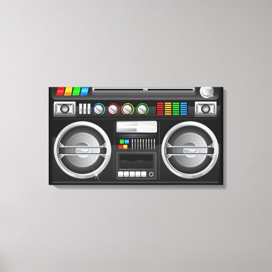 Retro Regenbogenknöpfe Getto Blaster Boom Box Leinwanddruck (Vorderseite)