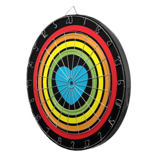 Retro Regenbogenkreise Dartscheibe (Vorderseite rechts)