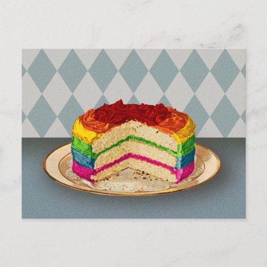 Retro-Regenbogenkuchen Postkarte (Vorderseite)