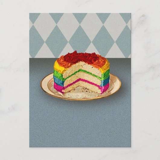 Retro-Regenbogenkuchen Postkarte (Vorderseite)