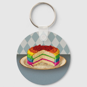 Retro-Regenbogenkuchen Schlüsselanhänger