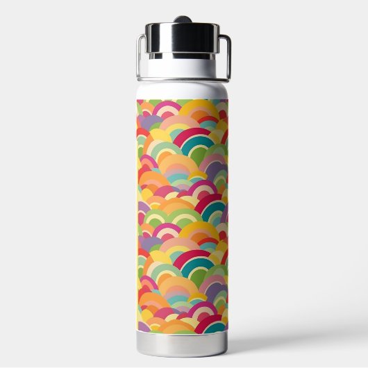Retro-Regenbogenmuster Nr. 4 Personalisierter Name Trinkflasche (Hinten)