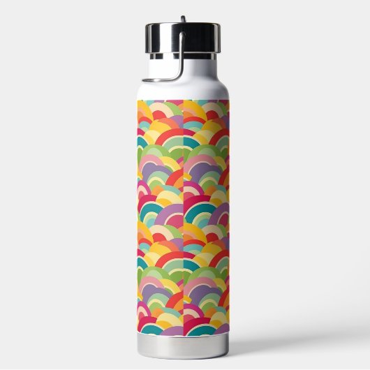 Retro-Regenbogenmuster Nr. 4 Personalisierter Name Trinkflasche (rechts)