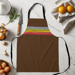 Retro-Regenbogenstreifen auf braun Schürze<br><div class="desc">anpassen,  um die Hintergrundfarbe zu ändern</div>