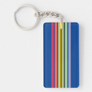 Retro-Regenbogenstreifen Blau Schlüsselanhänger