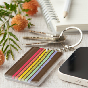 Retro-Regenbogenstreifen Braun Schlüsselanhänger