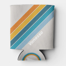 Retro-Regenbogenstreifen mit Namen Dosenkühler