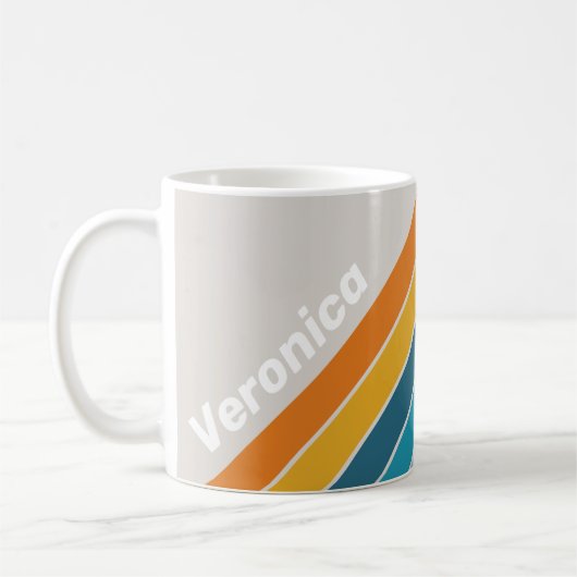 Retro-Regenbogenstreifen mit Namen Kaffeetasse (Links)