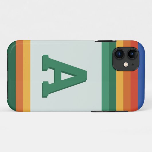 Retro-Regenbogenstreifen-Monogramm Case-Mate iPhone Hülle (Rückseite (Horizontal))