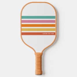 Retro-Regenbogenstreifen, Personalisierter Text Pickleball Schläger