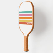 Retro-Regenbogenstreifen, Personalisierter Text Pickleball Schläger (Links)