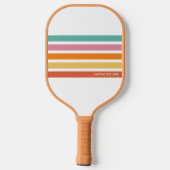 Retro-Regenbogenstreifen, Personalisierter Text Pickleball Schläger (Rückseite)