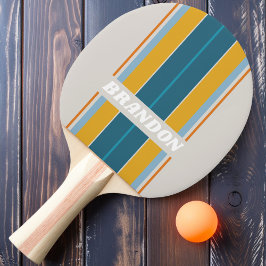 Retro-Regenbogenstreifen Streifen mit Namen Tischtennis Schläger