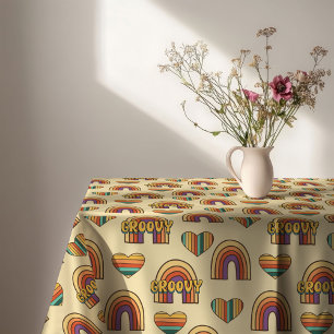 Retro-Regenbogentischdecke 60er Pastell-Tisch Freu Tischdecke