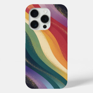 Retro-Regenbogenwellen mit goldenen Akzenten Case-Mate iPhone Hülle