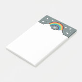 Retro-Regenbogenwolken und Sterne Monogramm Post-it Klebezettel (angewinkelt)