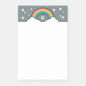 Retro-Regenbogenwolken und Sterne Monogramm Post-it Klebezettel (Vorderseite)