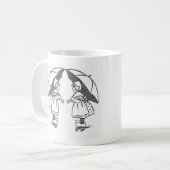 Retro Regenschirm Mädchen Kaffeetasse (Vorderseite Links)
