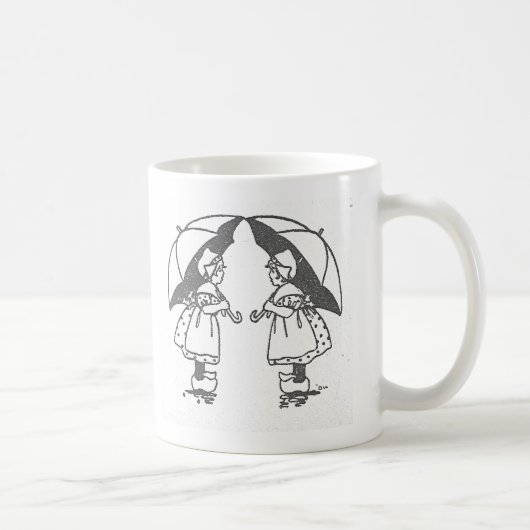 Retro Regenschirm Mädchen Kaffeetasse (Rechts)