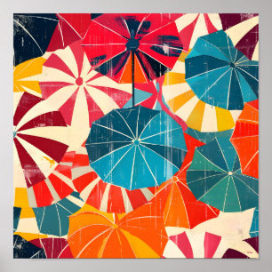 Retro-Regenschirm Pop-Art für Regentage Poster