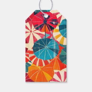 Retro-Regenschirm Pop-Art für regnerische Tage Geschenkanhänger