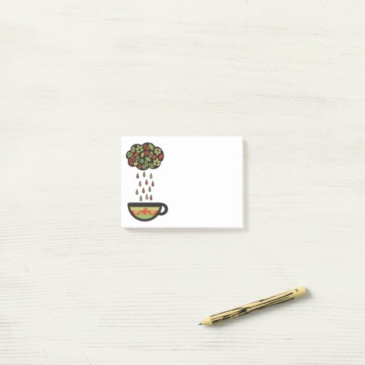 Retro regnender Teeblattwolke Teacup Post-it Klebezettel (Auf Schreibtisch)