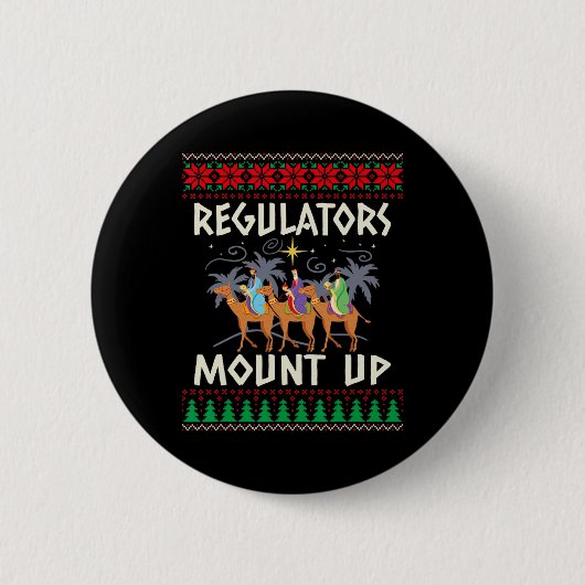 Retro Regulierungen Mount Up Kamel Hässlicher Weih Button (Vorderseite)