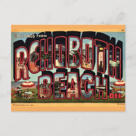 Retro Rehoboth Beach Postkarte (Vorderseite)